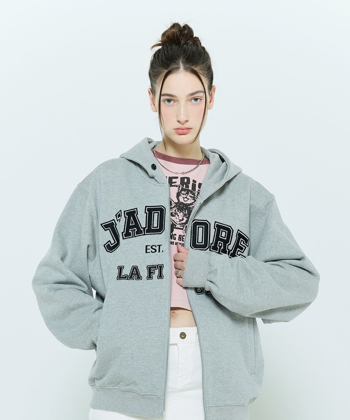 라티젠(LARTIGENT) L6 BUTTON HOODIE ZIPUP(GRAY)