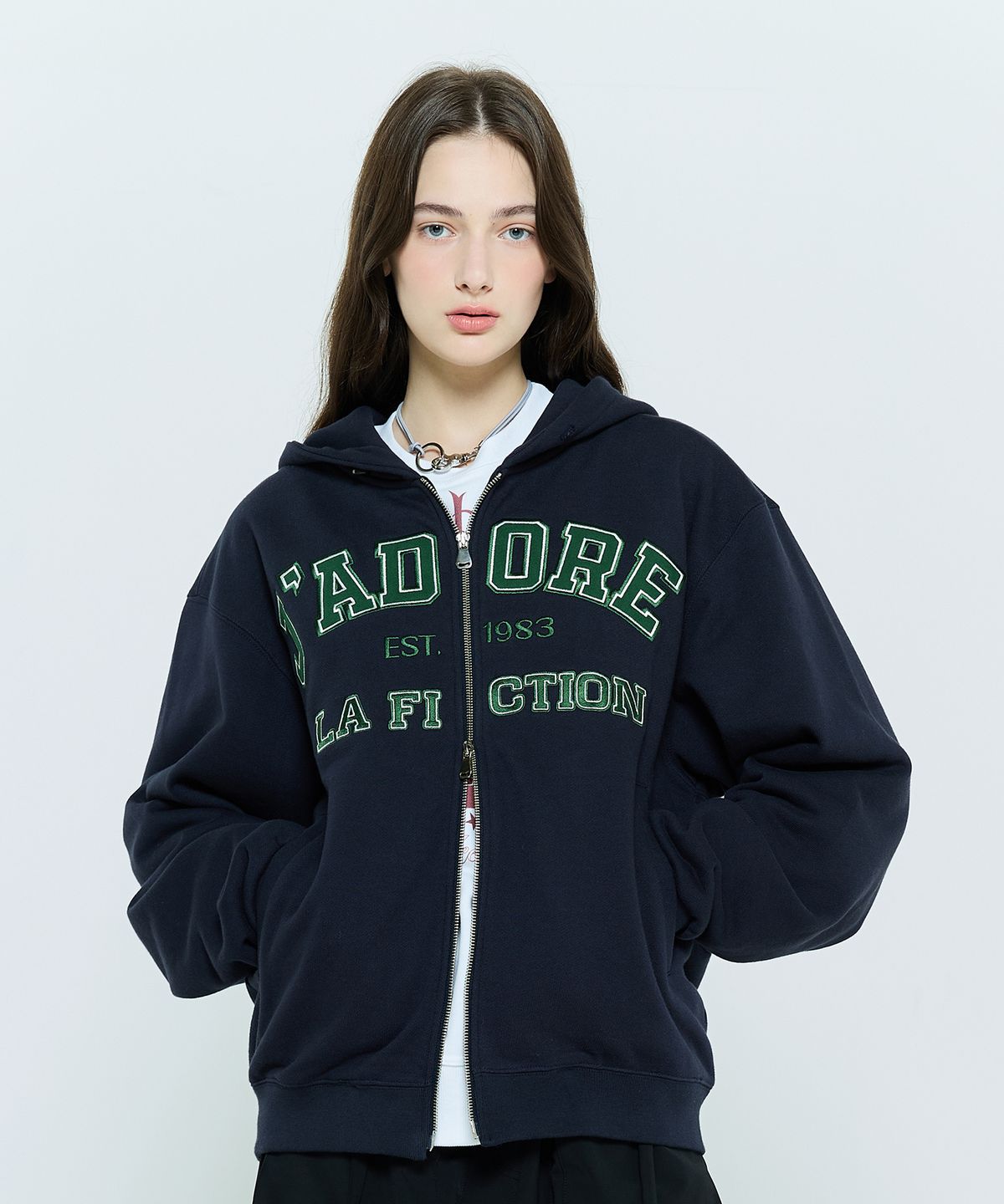 라티젠(LARTIGENT) L6 BUTTON HOODIE ZIPUP(NAVY)