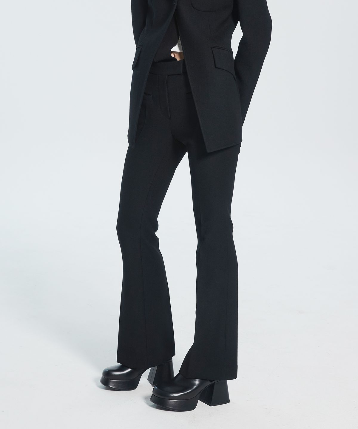 라클레르(RACLEUR) RA 세미 부츠컷 울 슬랙스[BLACK]