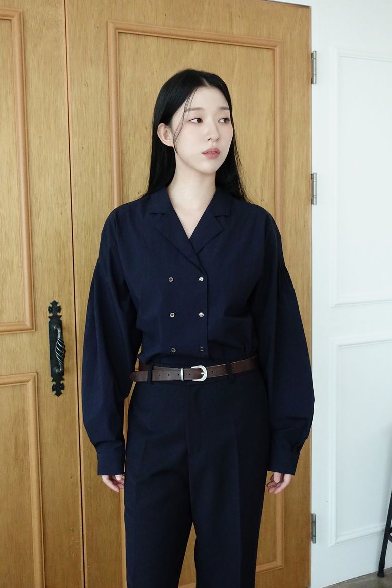 핀턱셔츠 네이비