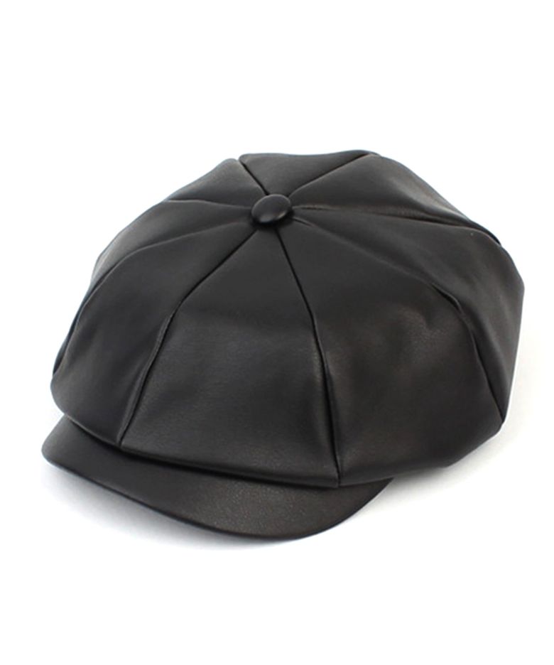 Belted Leather Black Newsboy Cap 뉴스보이캡