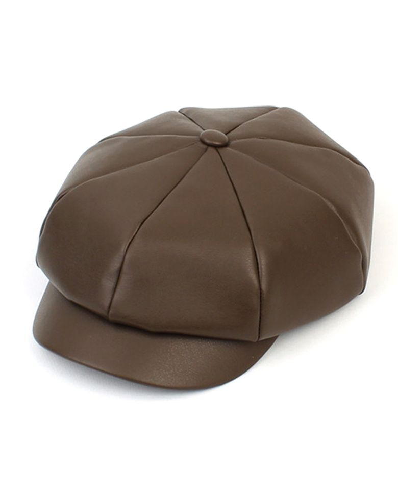 Belted Leather Brown Newsboy Cap 뉴스보이캡