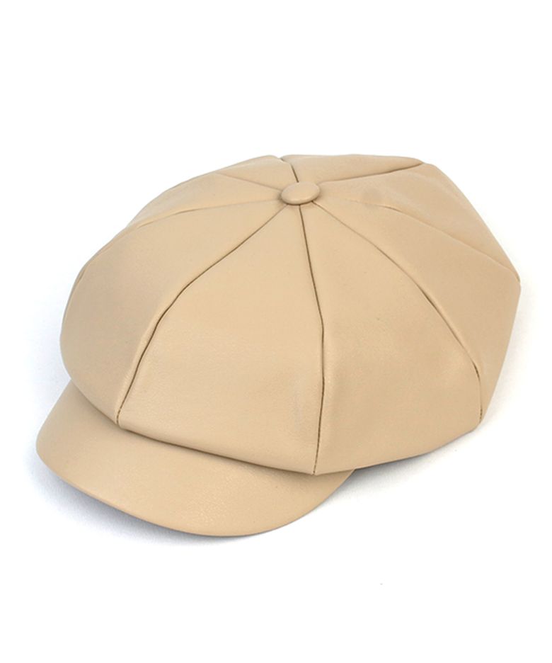 Belted Leather Ivory Newsboy Cap 뉴스보이캡