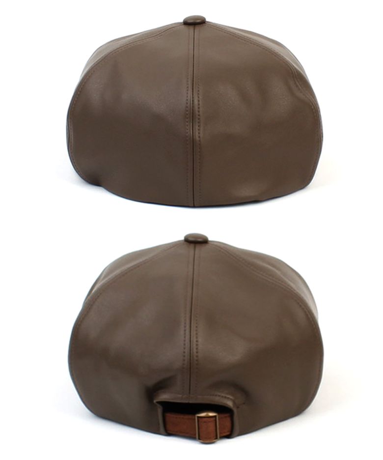 Belted Leather Brown Beret 가죽베레모