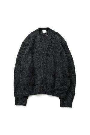 Eliot Low Gauge Knit Cardigan Melange Charcoal