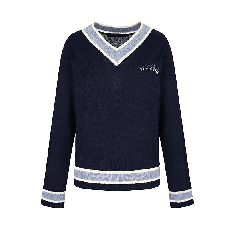 MUSINSA | SOUP V-neck mixed color sweater (SX9LK32)