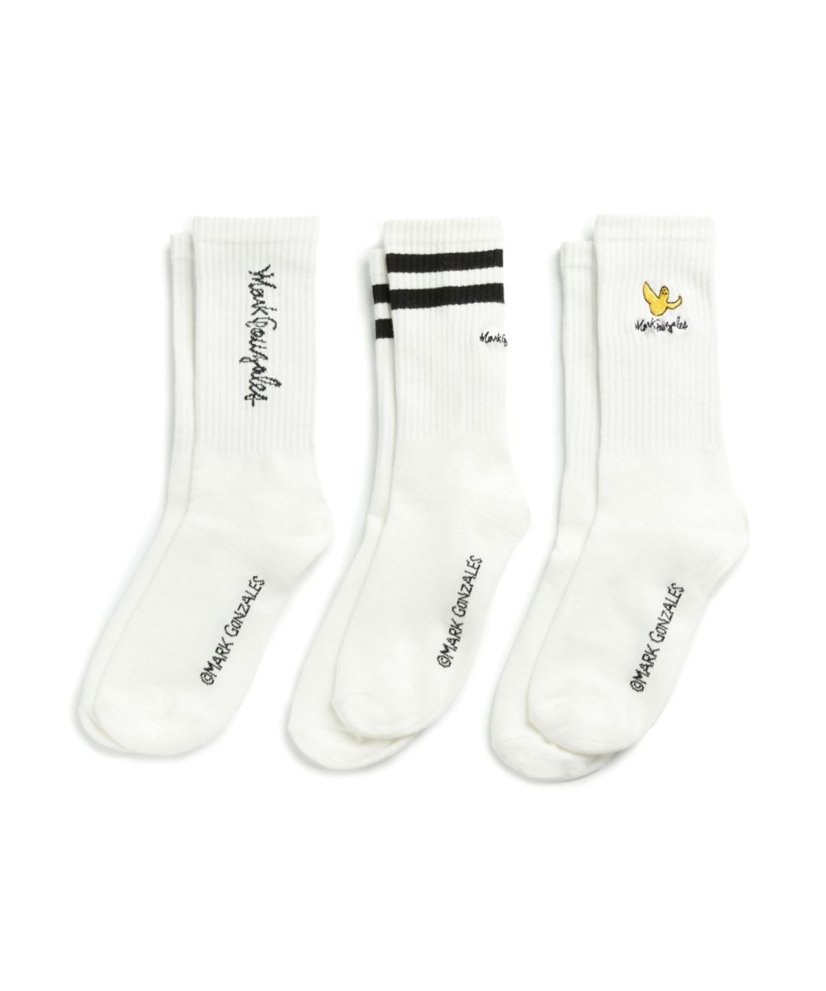 마크곤잘레스(MARK GONZALES) MG 크루 삭스 3Pack - WHITE