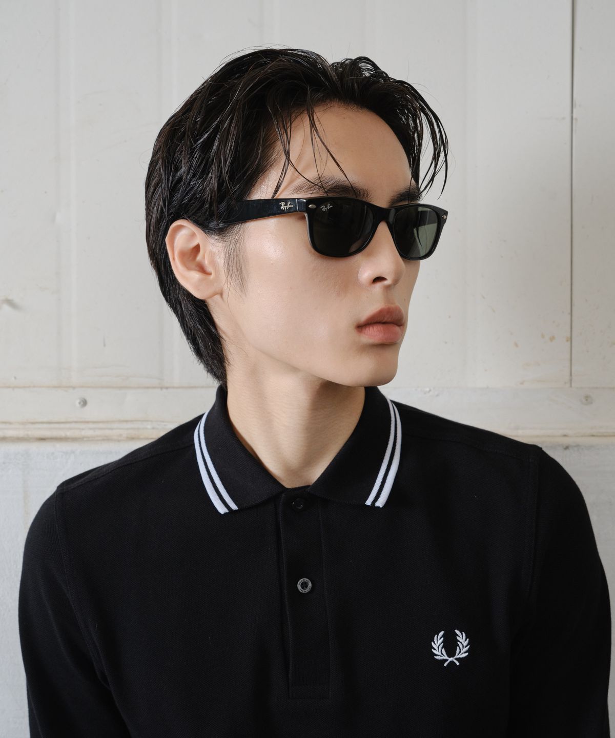 프레드페리(FRED PERRY) [M3636] 롱 슬리브 트윈 팁 프레드페리 셔츠 - 블랙/화이트 M3636-350