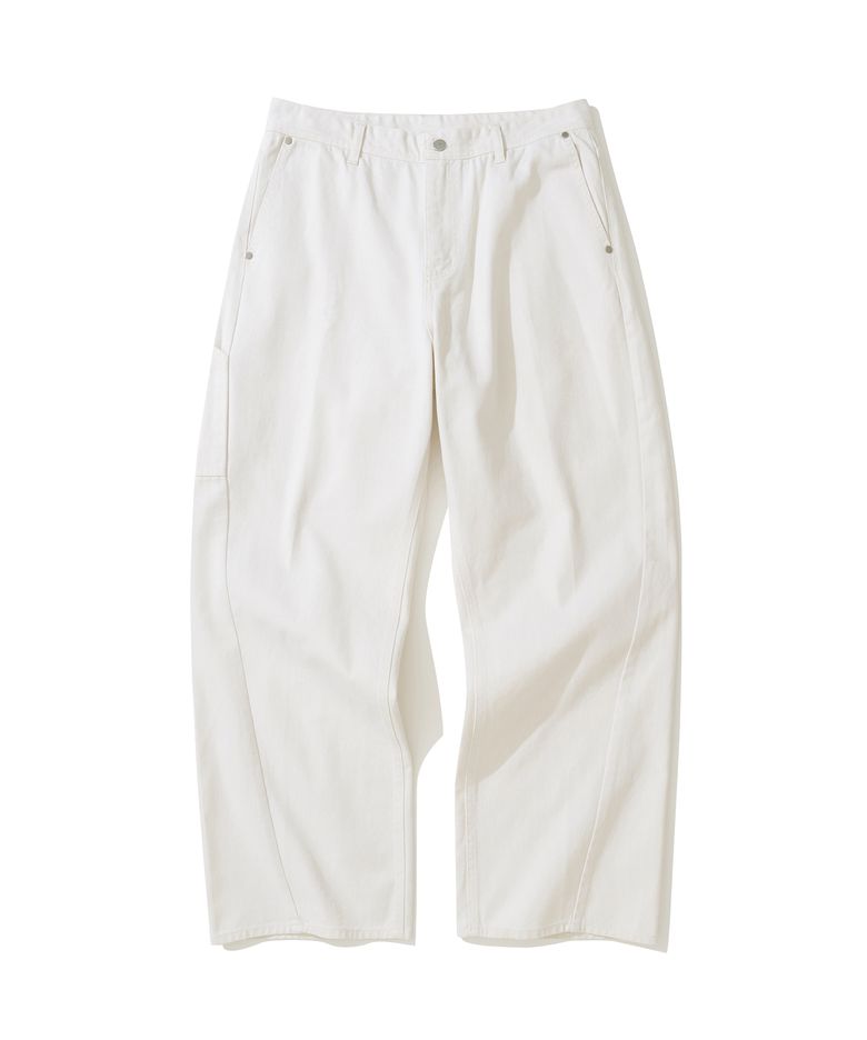 커브드 와이드 데님 팬츠 CREAM