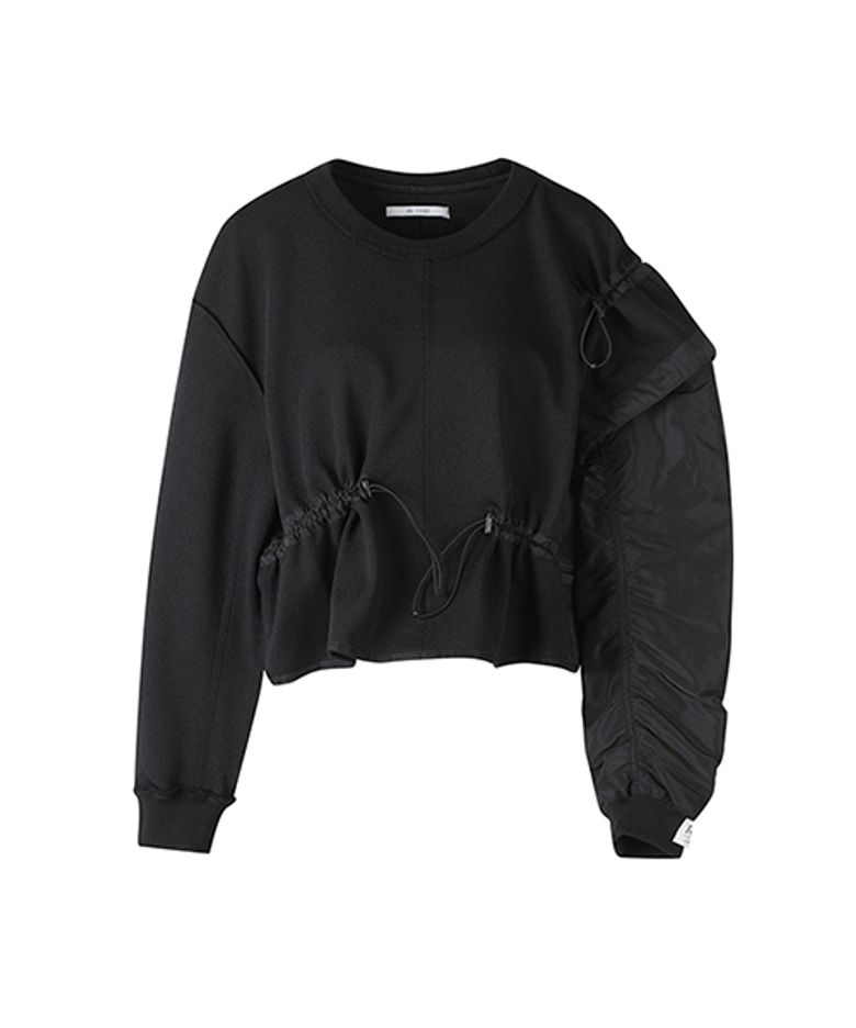 Unbalanced Bomber Sleeve Sweatshirts_RQTAA23510BKX