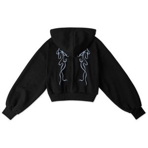 MILLION RIBBON 크롭 후드집업