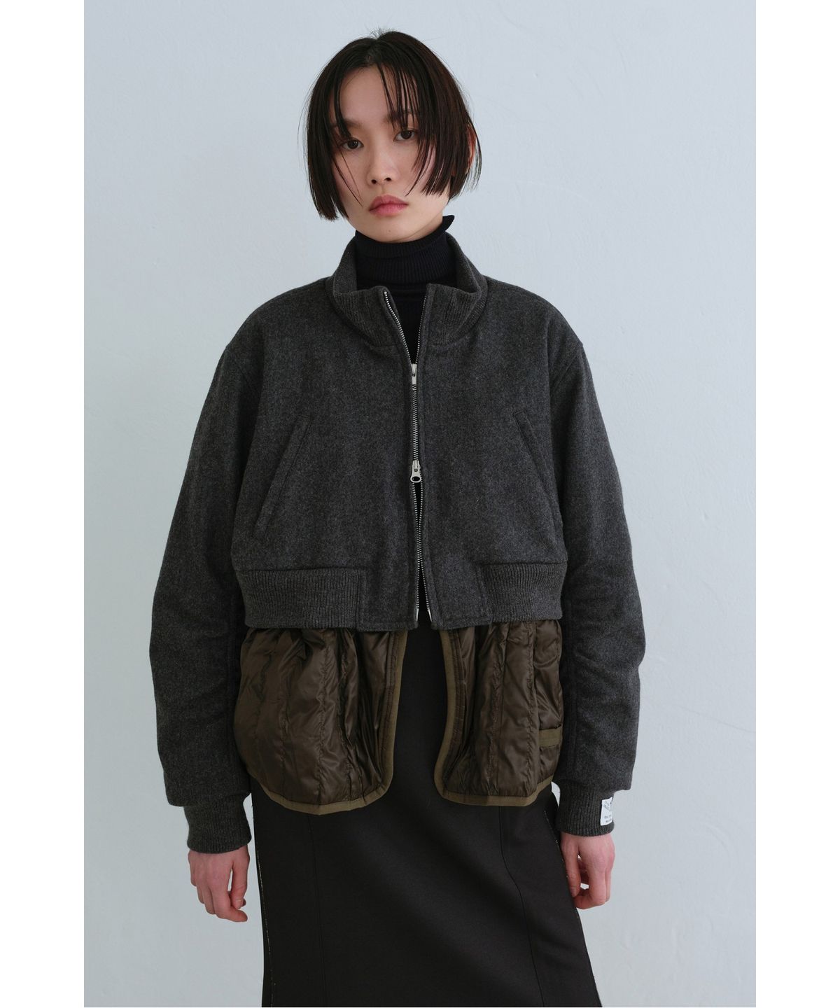 래코드(RECODE) Wool Mixed Bomber Jumper_RQUAW23525GYX