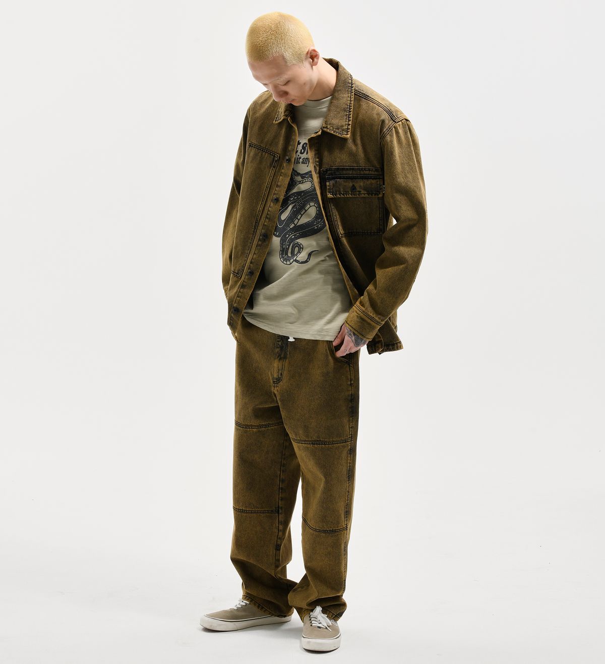 엑스트라오디너리(EXTRAORDINARY) ACID WASHED POCKET SHIRT BEIGE