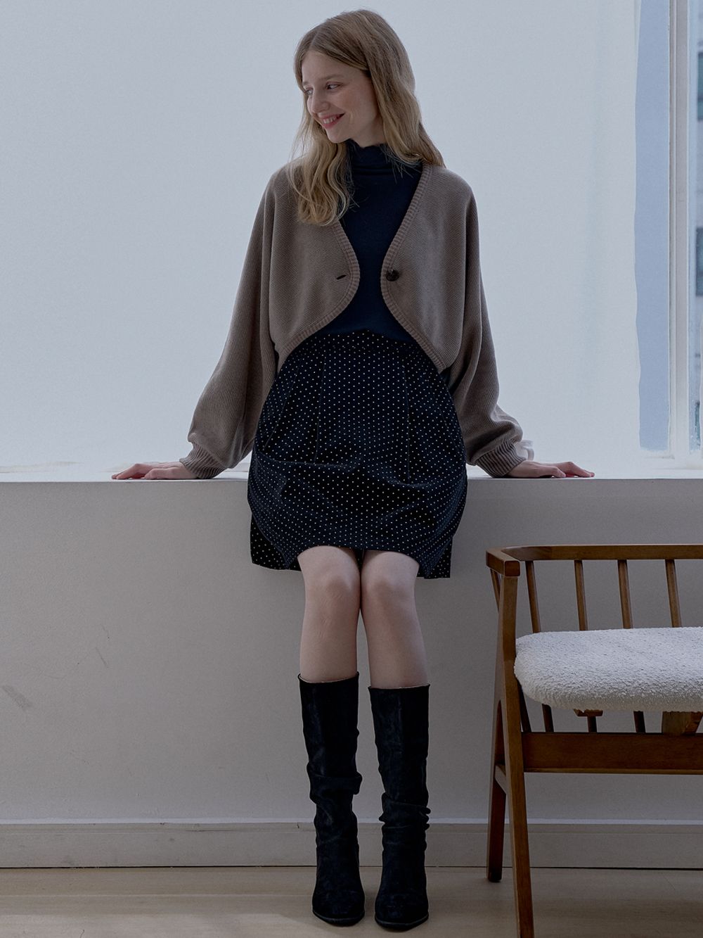 MUSINSA AVANT-G Bolero Oversized Knit Cardigan MOCHA