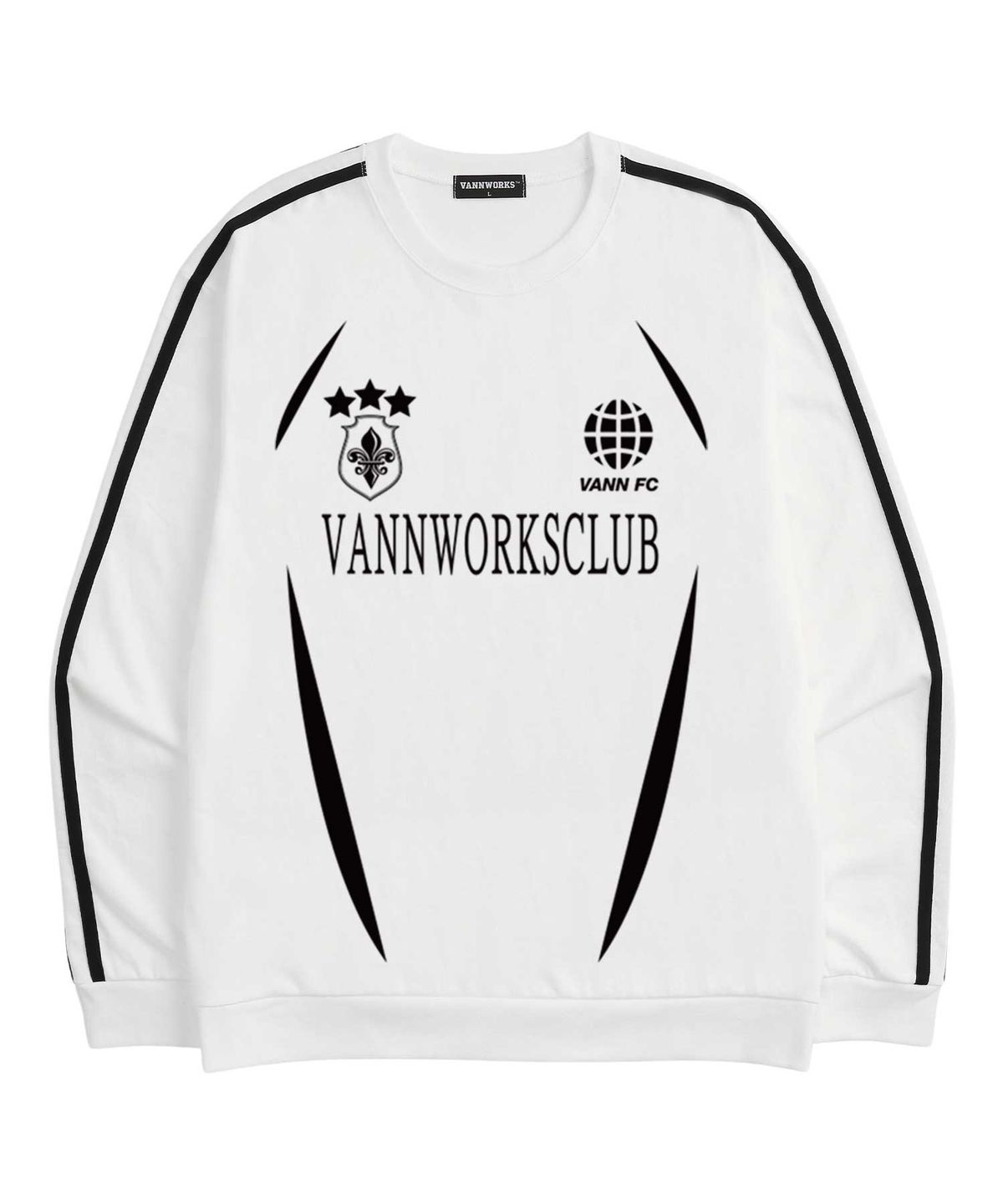 밴웍스(VANNWORKS) 져지 블록코어 유니크 맨투맨 (VLS0014) 화이트/블랙