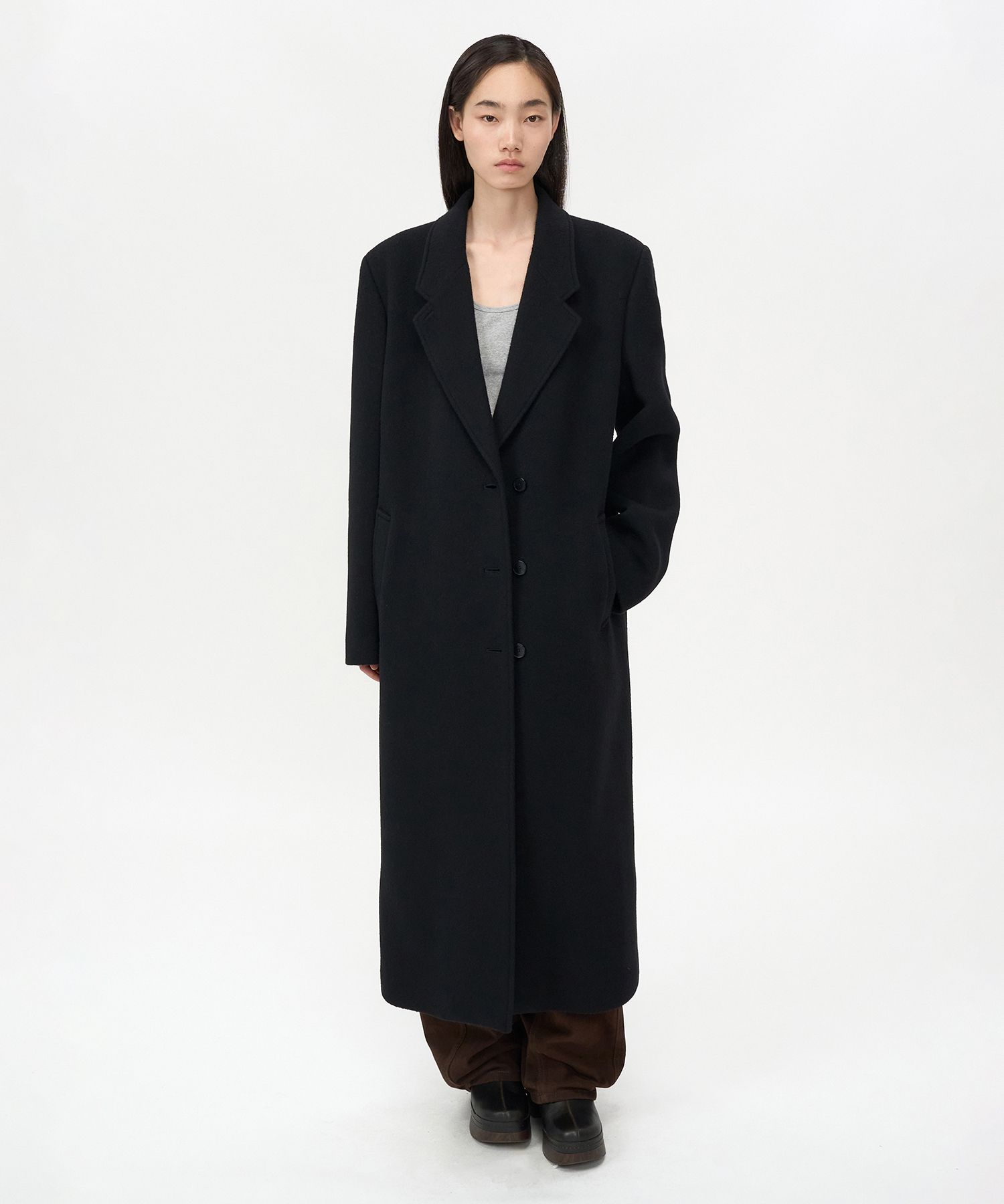 MUSINSA | INSILENCE WOMEN Classic Maxi Coat BLACK