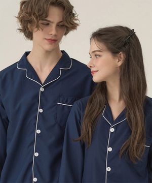 실크핏 에센셜 긴팔 커플 잠옷 세트