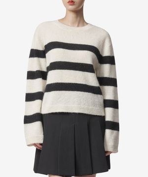 매디슨 스트라이프 니트 - 화이트:블랙 / WOAQFF23267AAC