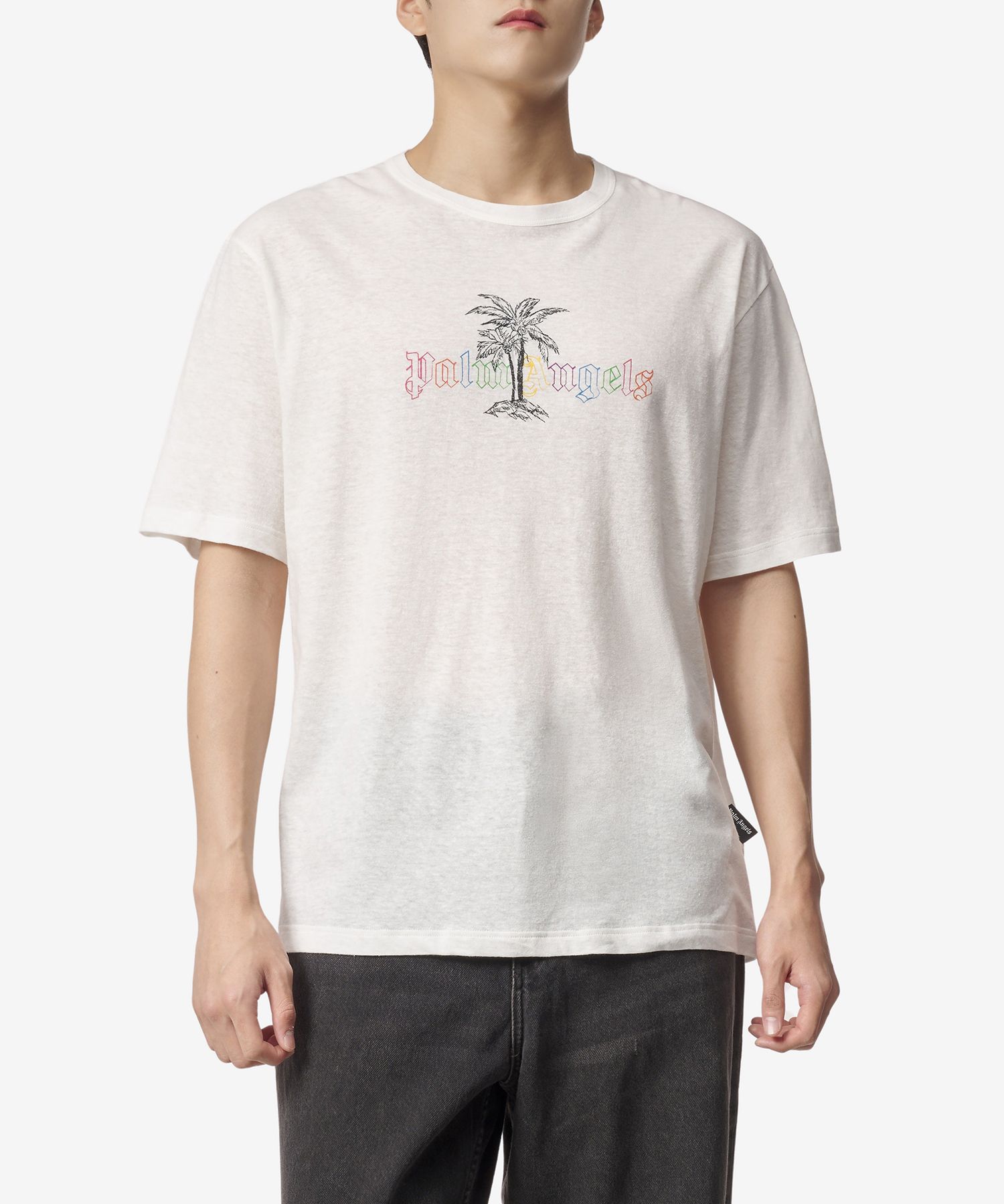 MUSINSA公式 | PALMANGELS ロゴプリントリネン半袖Tシャツ - ホワイト