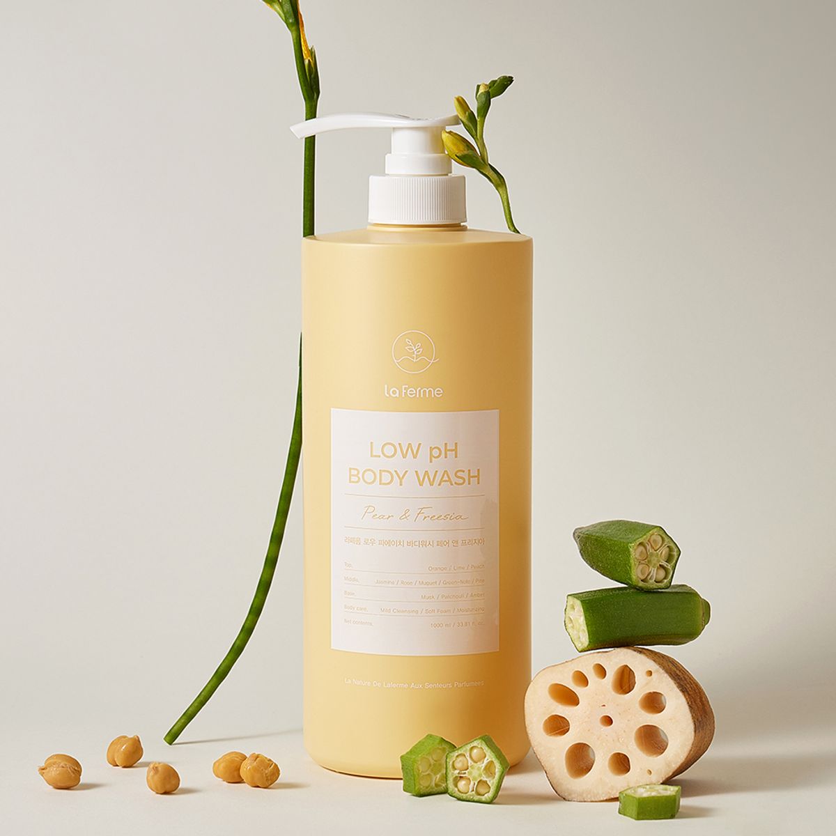 라페름(LA FERME) 로우 피에이치 바디워시 페어 앤 프리지아 1000ml + 샤쉐 6종 사은품 증정
