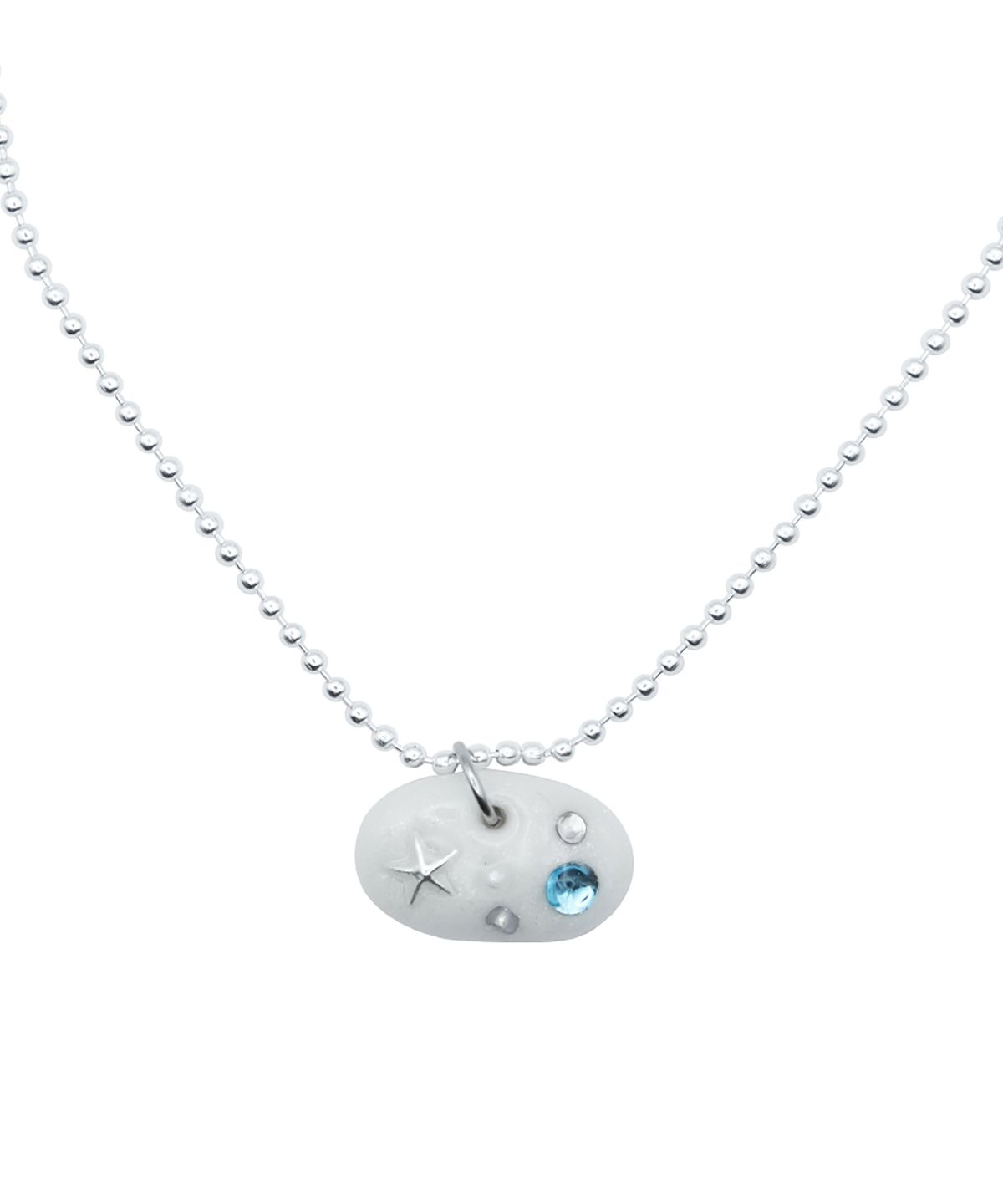 엔프프(NFF) blue stone silver necklace-white