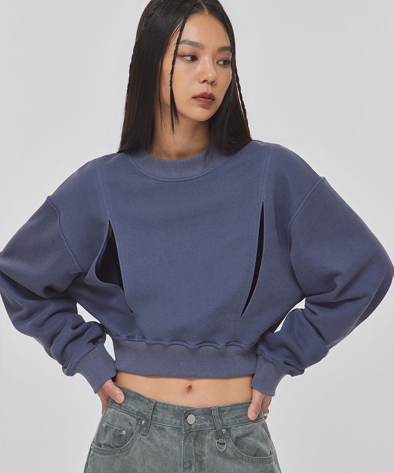 DOUBLED CUTOUT PIGMENT SWEATSHIRTS_T326TP113