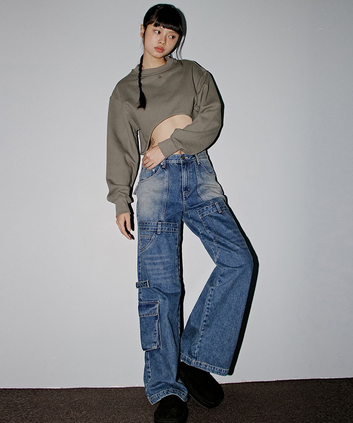 탑걸(TOPGIRL) MULTI POCKET WIDE CARGO JEANS_T326DE401