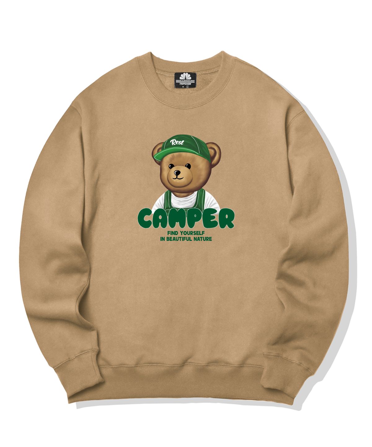 트립션(TRIPSHION) CAMPER BEAR GRAPHIC 크루넥 - 베이지