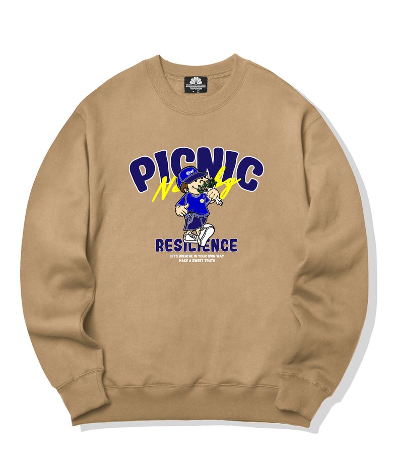 PICNIC BOY GRAPHIC 크루넥 - 베이지