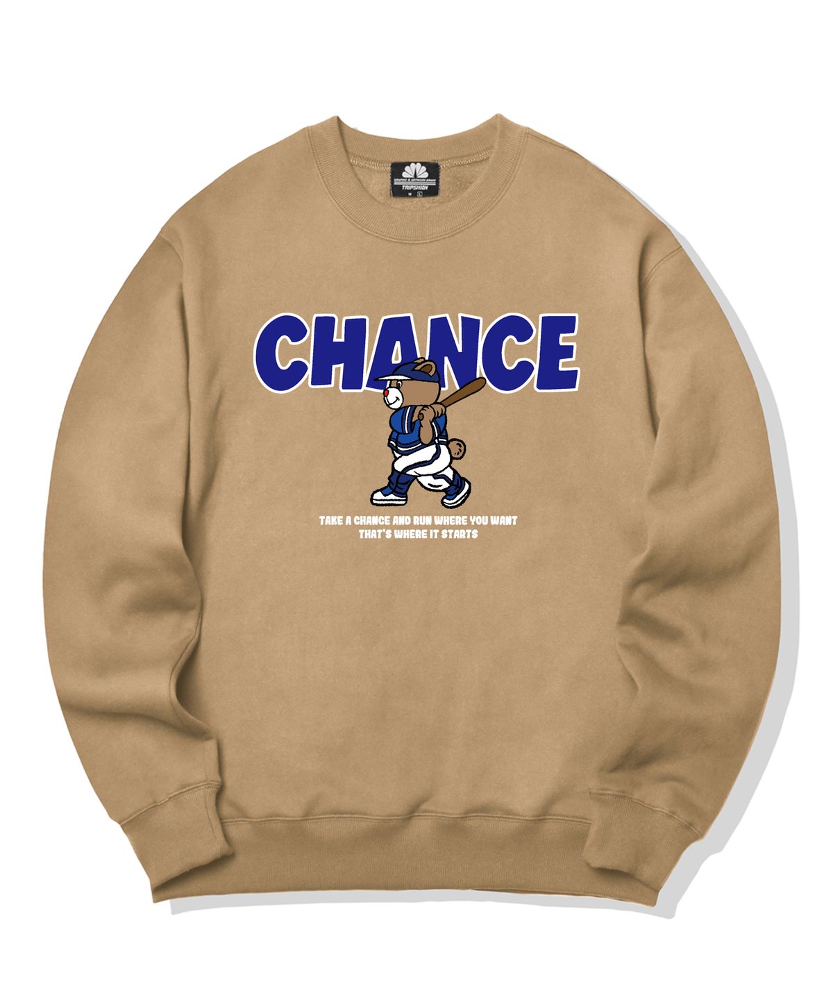 트립션(TRIPSHION) BASEBALL BEAR GRAPHIC 크루넥 - 베이지