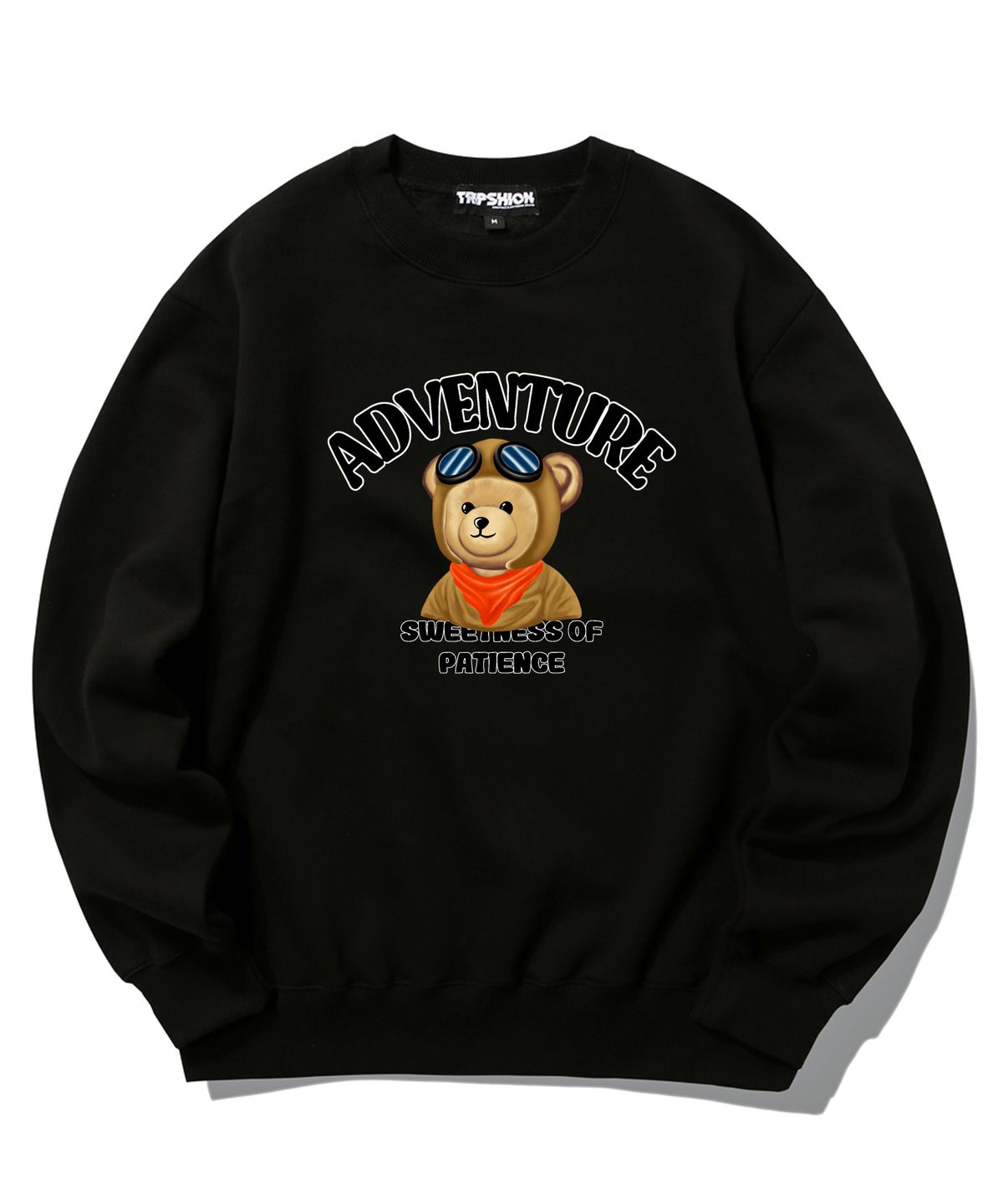 트립션(TRIPSHION) PILOT BEAR GRAPHIC 크루넥 - 블랙