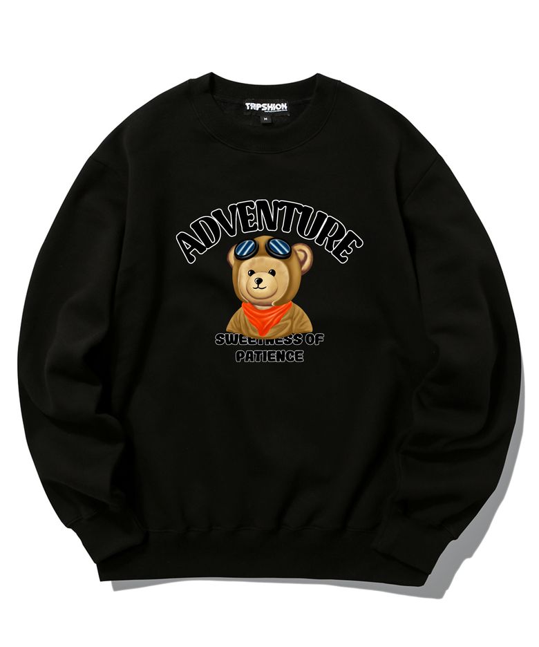 PILOT BEAR GRAPHIC 크루넥 - 블랙