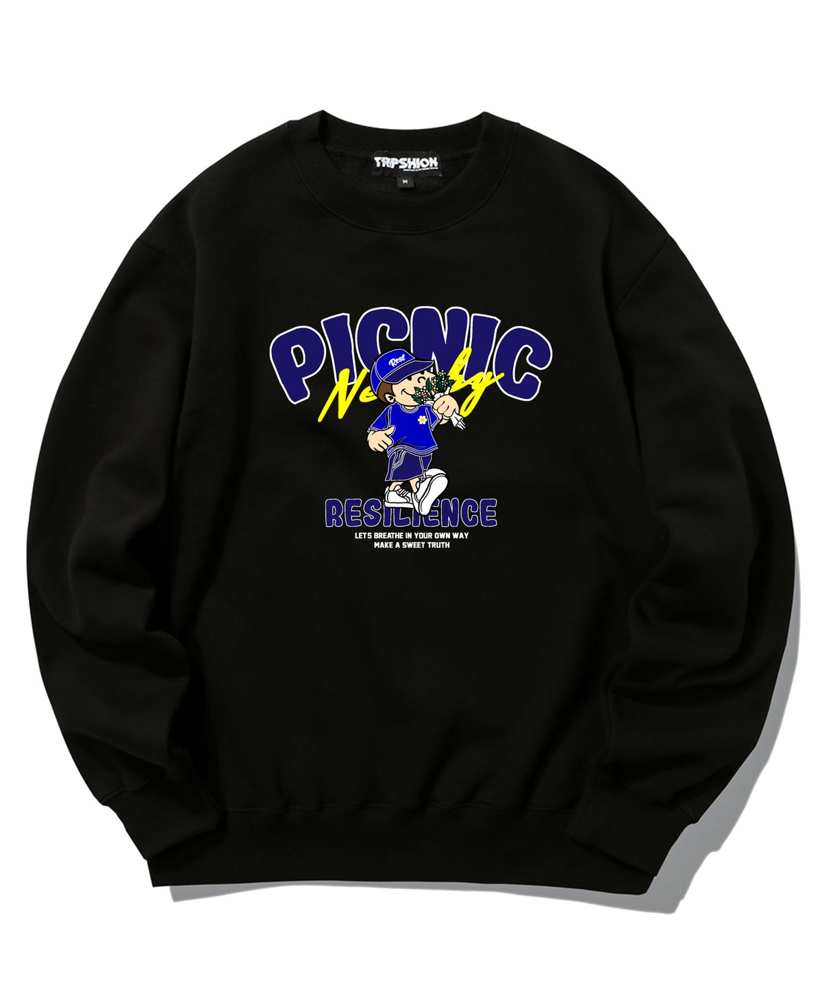 트립션(TRIPSHION) PICNIC BOY GRAPHIC 크루넥 - 블랙