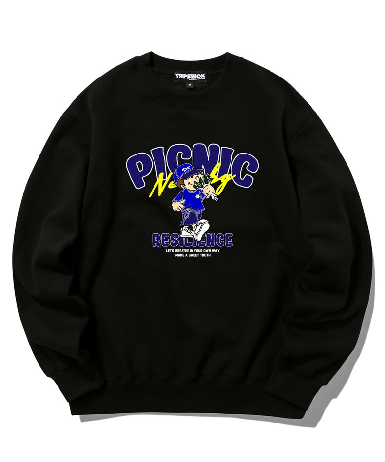 PICNIC BOY GRAPHIC 크루넥 - 블랙