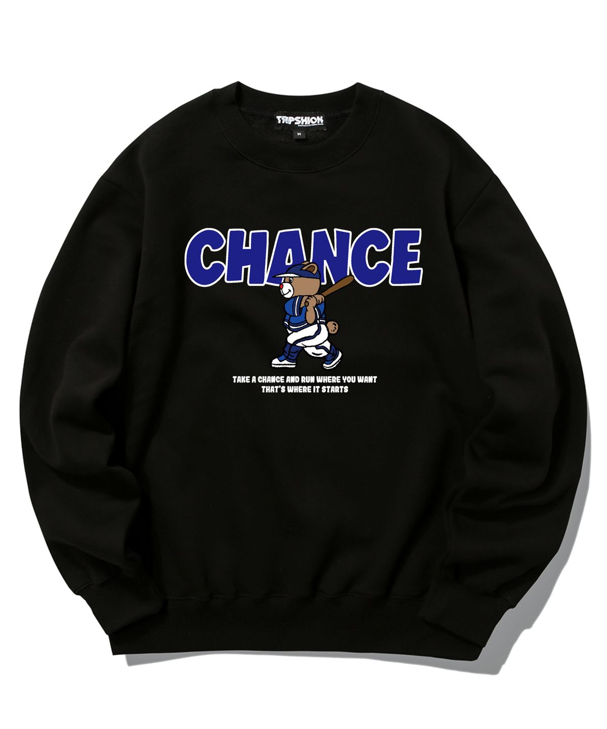 트립션(TRIPSHION) BASEBALL BEAR GRAPHIC 크루넥 - 블랙