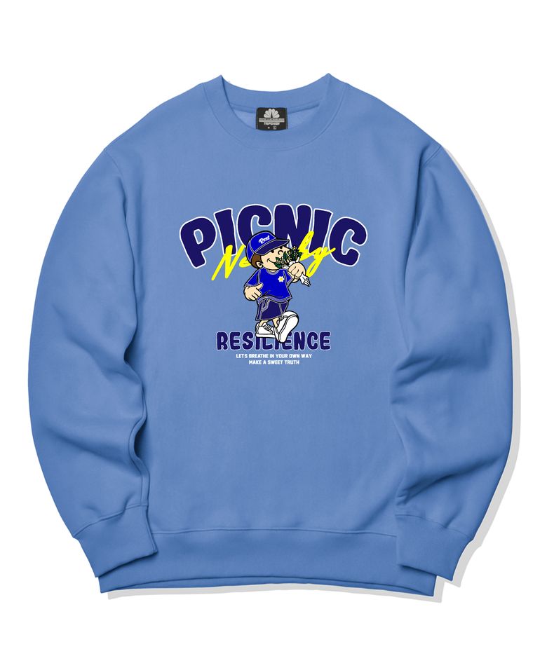 PICNIC BOY GRAPHIC 크루넥 - 블루