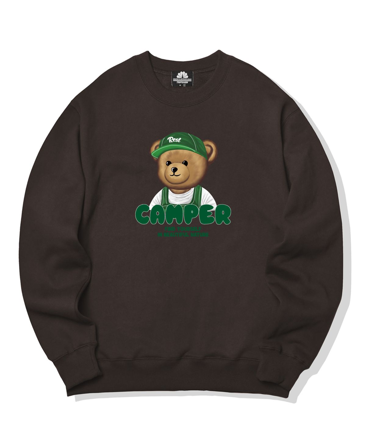 트립션(TRIPSHION) CAMPER BEAR GRAPHIC 크루넥 - 브라운