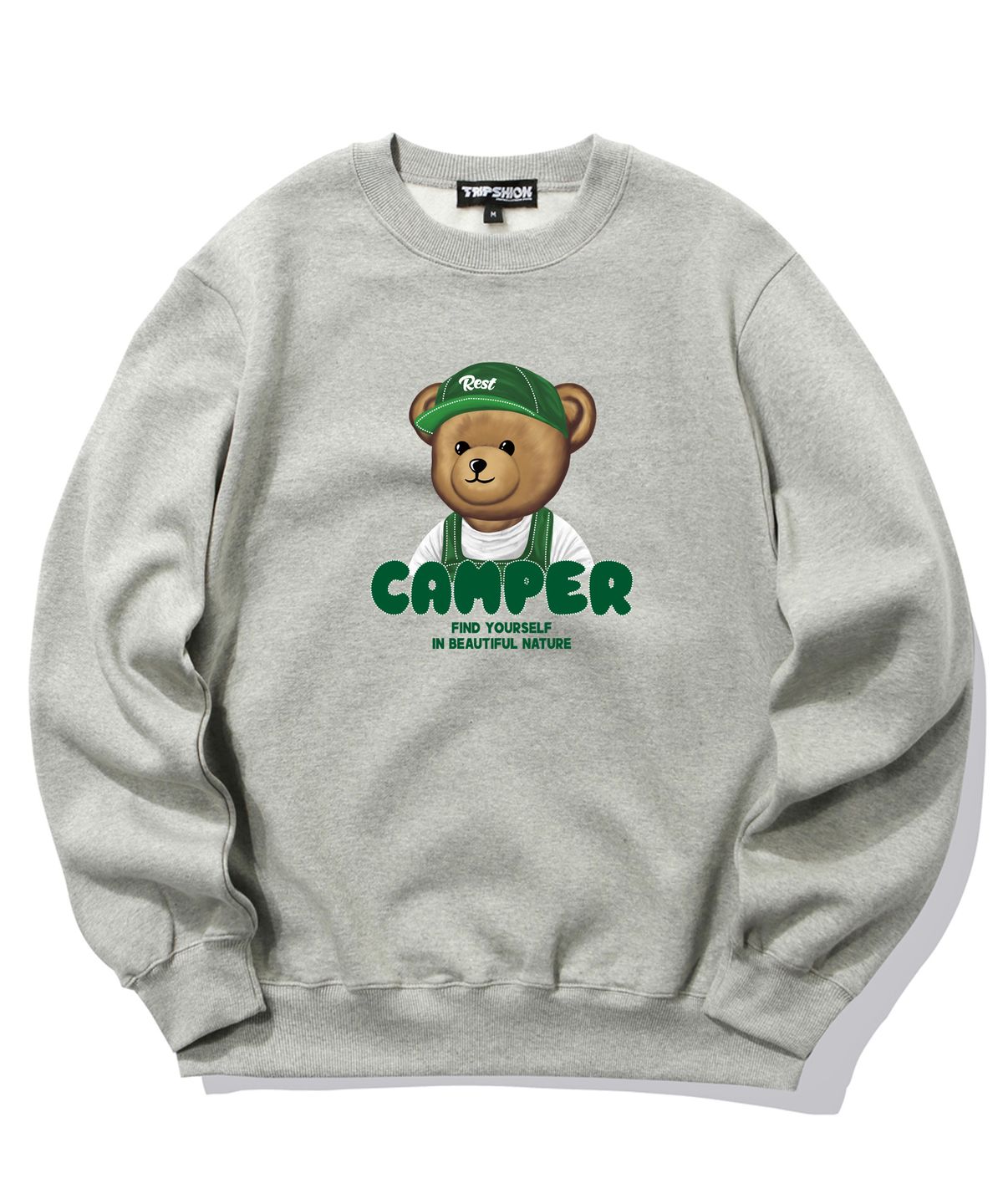 트립션(TRIPSHION) CAMPER BEAR GRAPHIC 크루넥 - 그레이