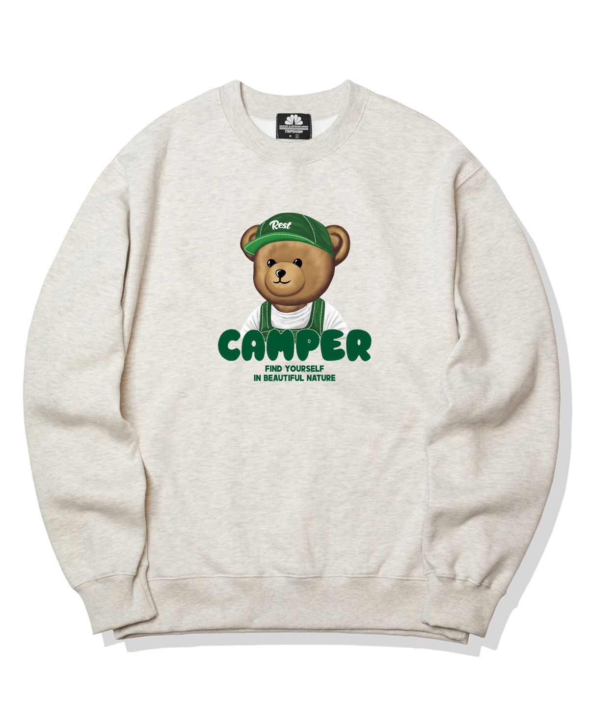 트립션(TRIPSHION) CAMPER BEAR GRAPHIC 크루넥 - 아이보리