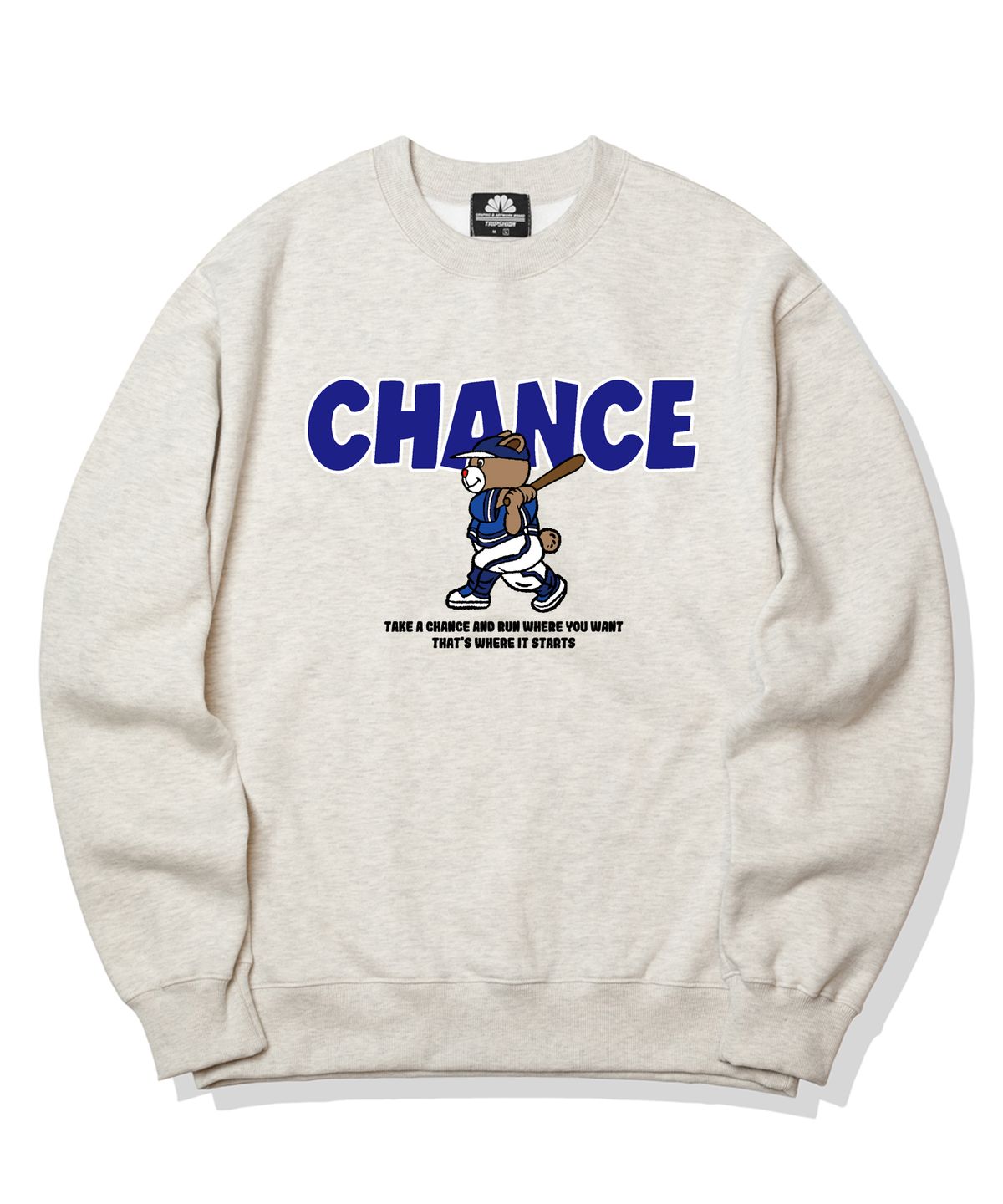 트립션(TRIPSHION) BASEBALL BEAR GRAPHIC 크루넥 - 아이보리