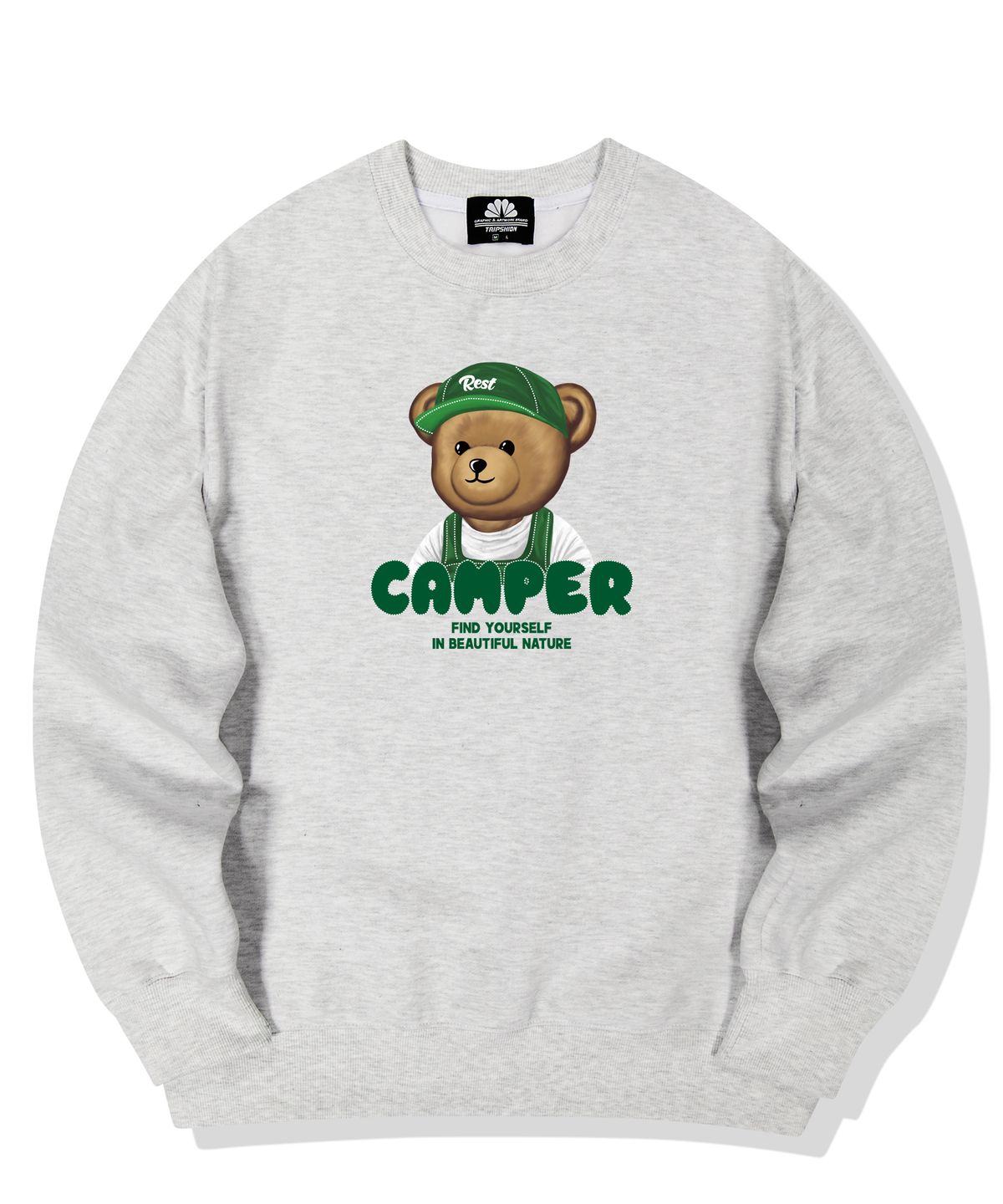 트립션(TRIPSHION) CAMPER BEAR GRAPHIC 크루넥 - 화이트