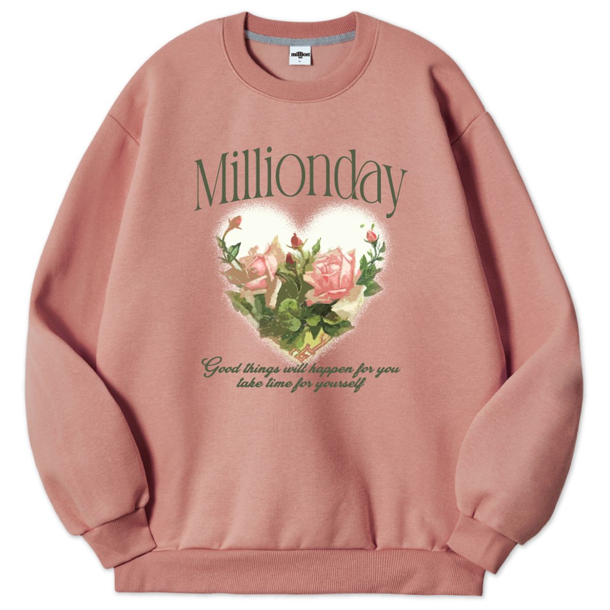 밀리언데이(MILLION DAY) MILLION 도트플라워 특양면 맨투맨
