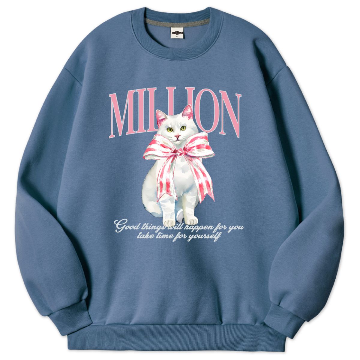 밀리언데이(MILLION DAY) MILLION 리본캣츠 특양면 맨투맨