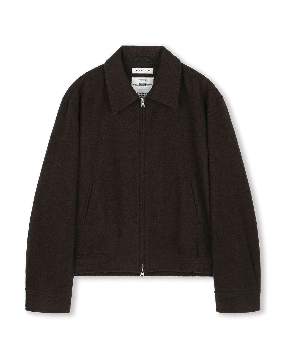 비슬로우(BESLOW) WOOL WIDE COLLAR HARRINGTON JACKET DARK BROWN