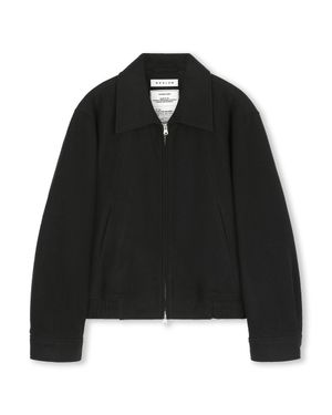 WOOL WIDE COLLAR HARRINGTON JACKET BLACK