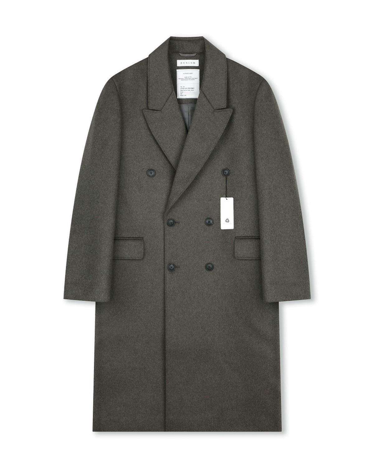 비슬로우(BESLOW) OVERSIZED CASHMERE DOUBLE BREASTED COAT DARK OLIVE