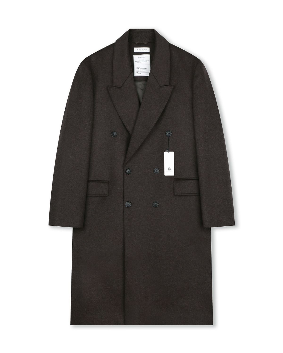비슬로우(BESLOW) OVERSIZED CASHMERE DOUBLE BREASTED COAT MELANGE BROWN