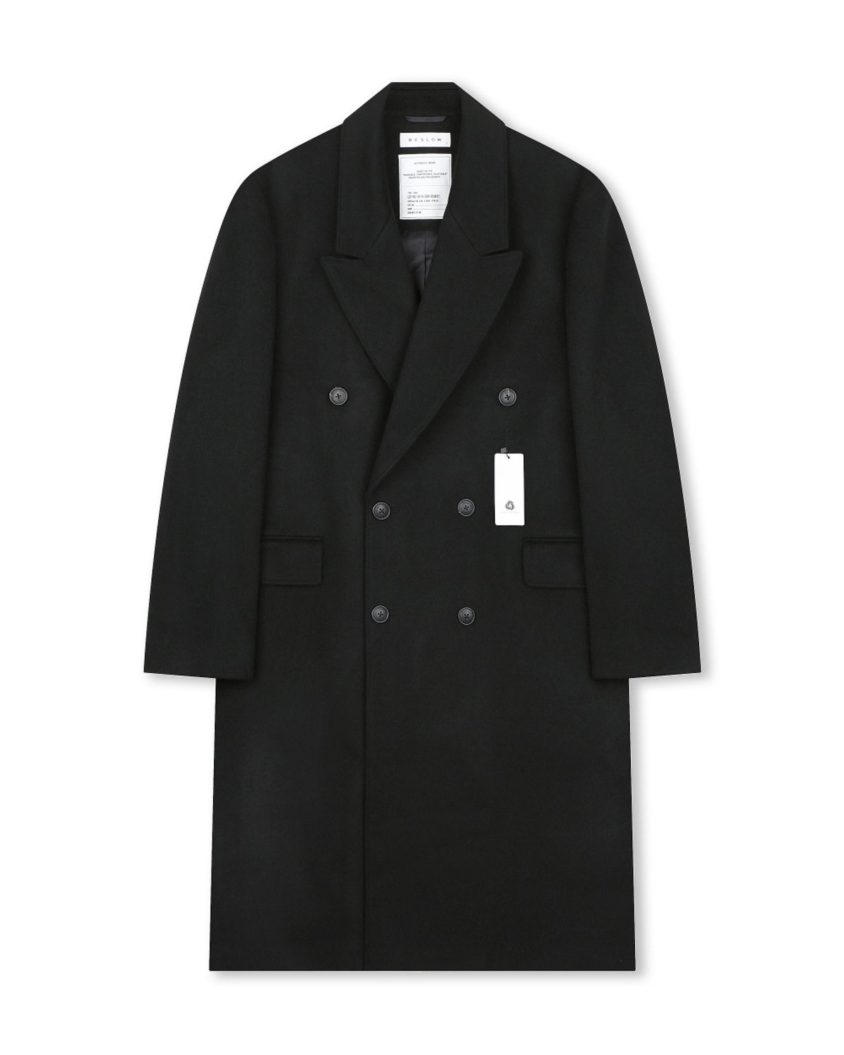 비슬로우(BESLOW) OVERSIZED CASHMERE DOUBLE BREASTED COAT BLACK