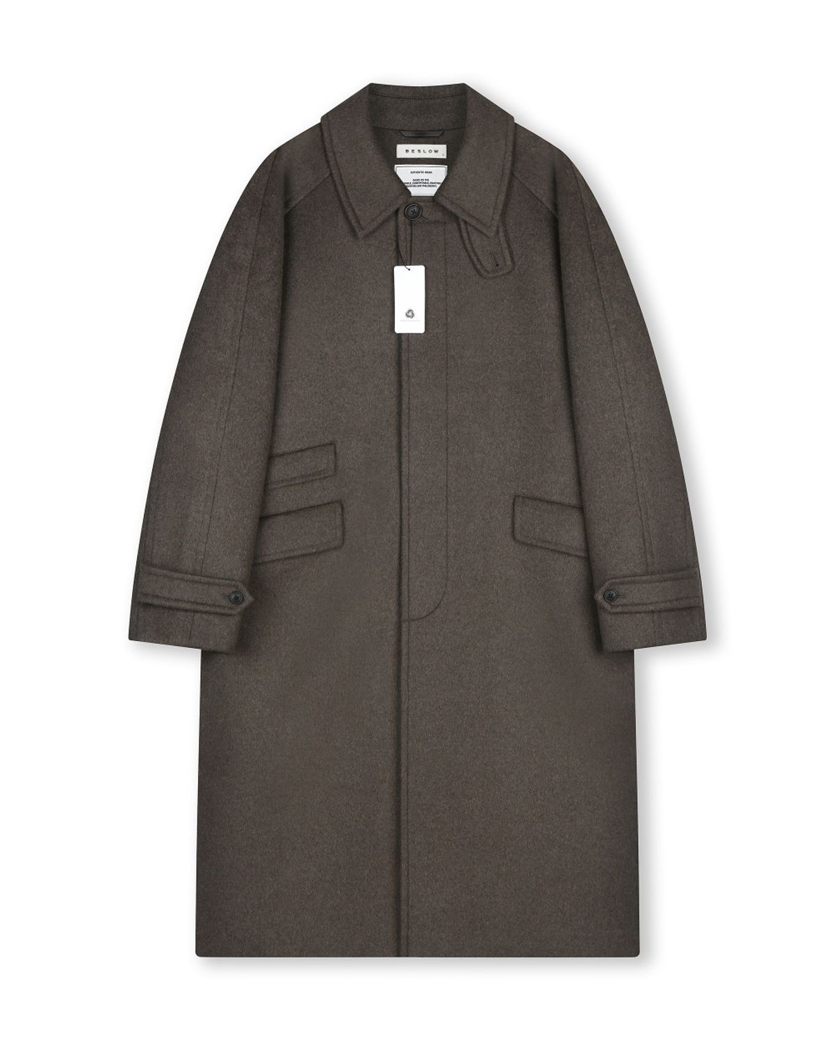 비슬로우(BESLOW) OVERSIZED CASHMERE BALMACAAN COAT MELANGE DARK OLIVE