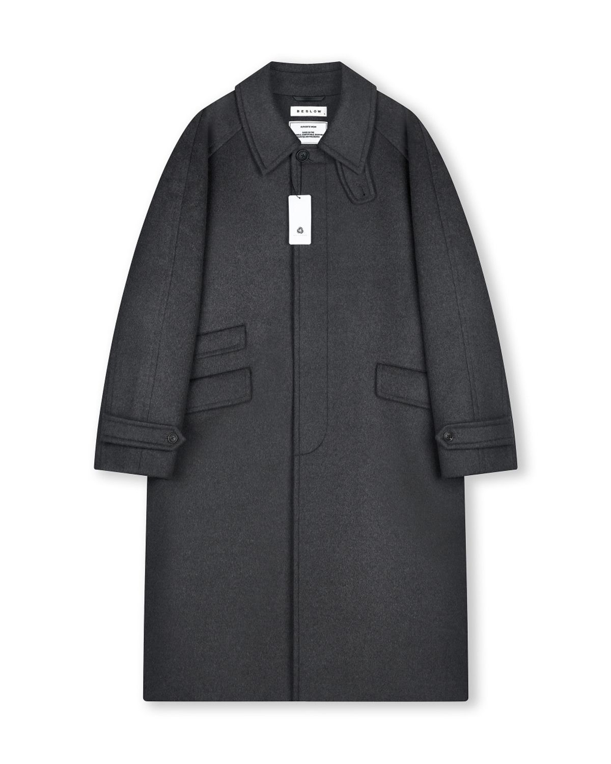 비슬로우(BESLOW) OVERSIZED CASHMERE BALMACAAN COAT MELANGE CHARCOAL